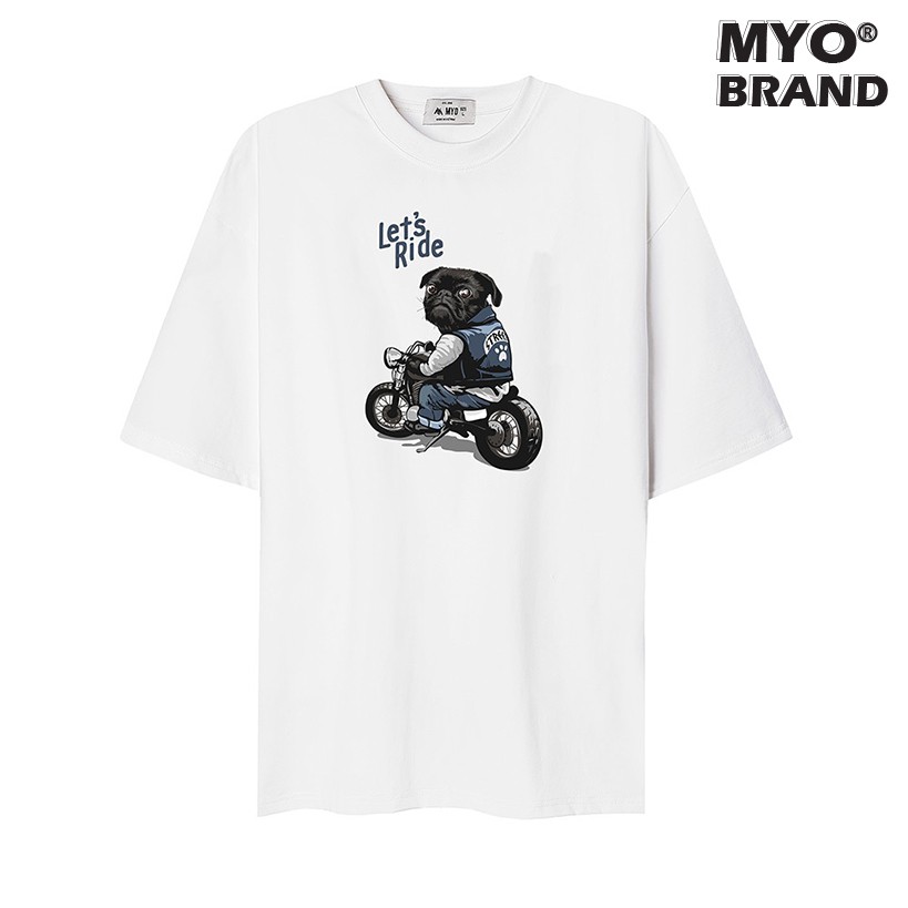 Áo phông đẹp MYO Vải Cotton In Hình Bull Dog Rider 2727