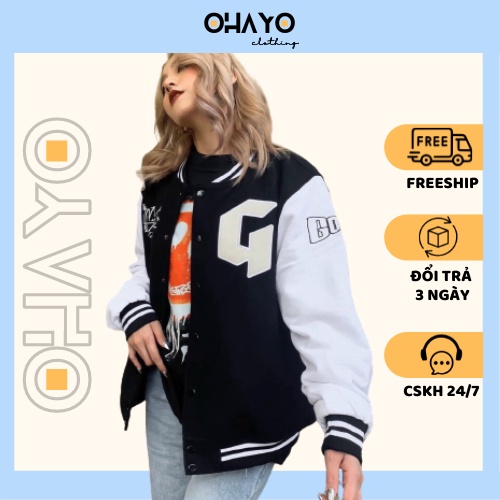 Áo Khoác Dù Bomber Chữ G Cá Tính Unisex Nam Nữ - Ohayo Clothing