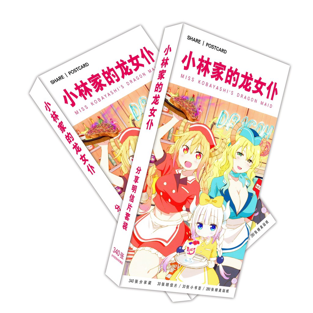 Hộp ảnh Postcard Cô Hầu Gái Rồng của Kobayashi Miss Kobayashi's Dragon Maid in hình anime chibi