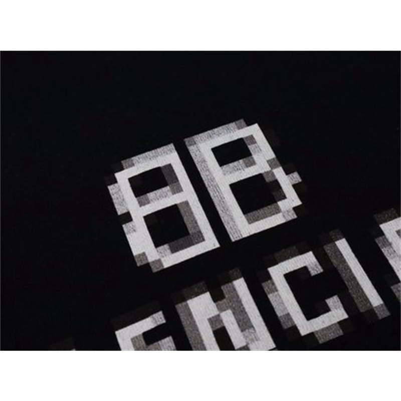 Áo Thun Cotton Tay Ngắn Cổ Tròn In Chữ BB Mosaic Plus Size Unisex