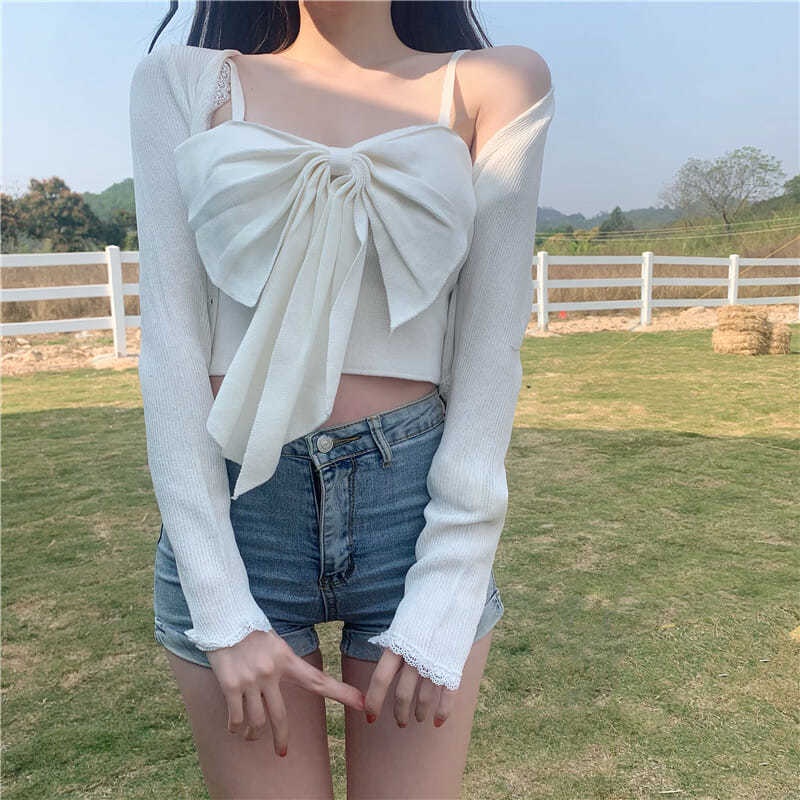 Áo Ống Phối Nơ Xinh Xắn Theo Phong Cách Mùa Hè Dành Cho Nữ
