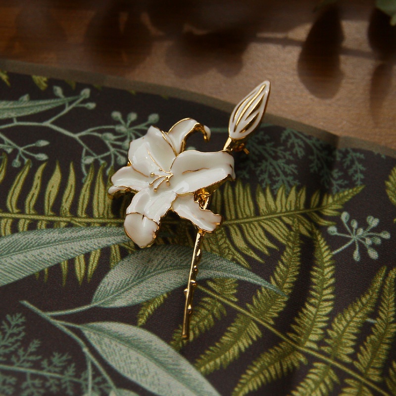 Ghim Cài Áo Hình Hoa Tulip Tráng Men Phong Cách Retro