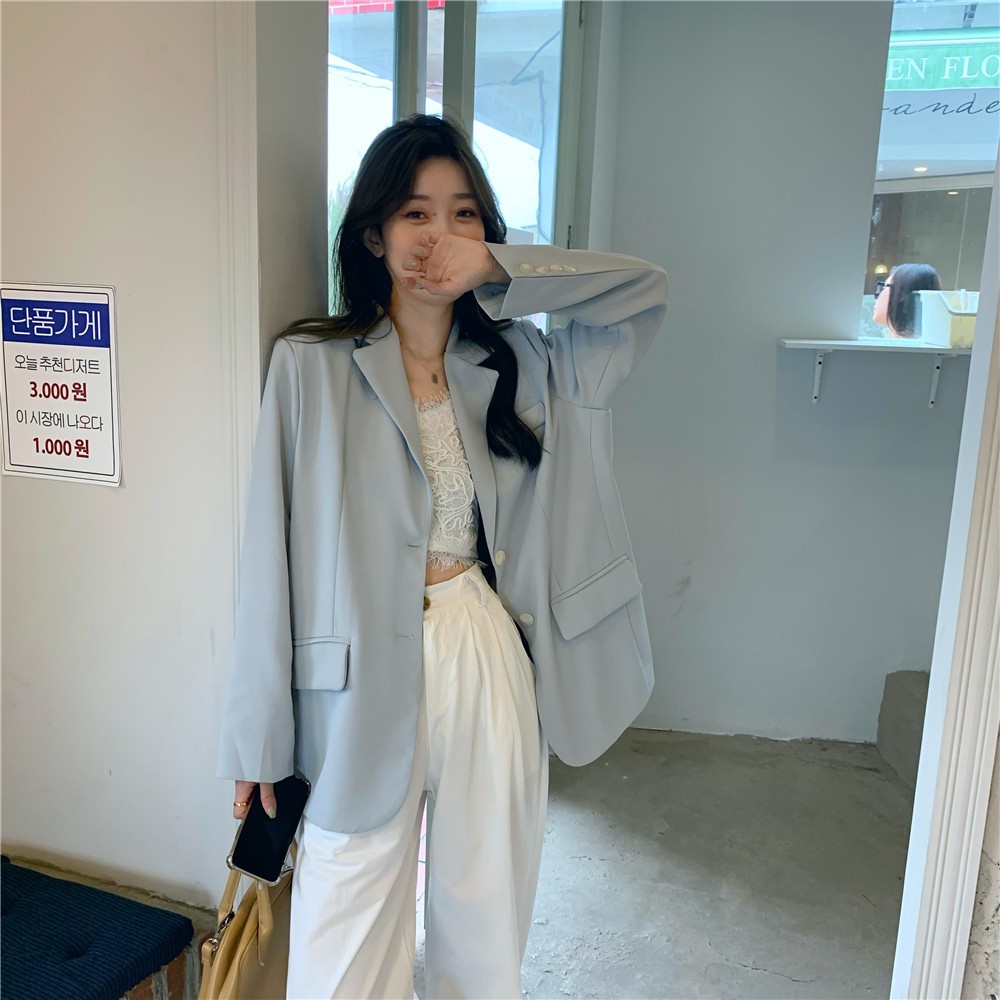 [ORDER] Blazer mỏng cúc lưng style ulzzang Korea (xanh nhạt/ đen) | BigBuy360 - bigbuy360.vn