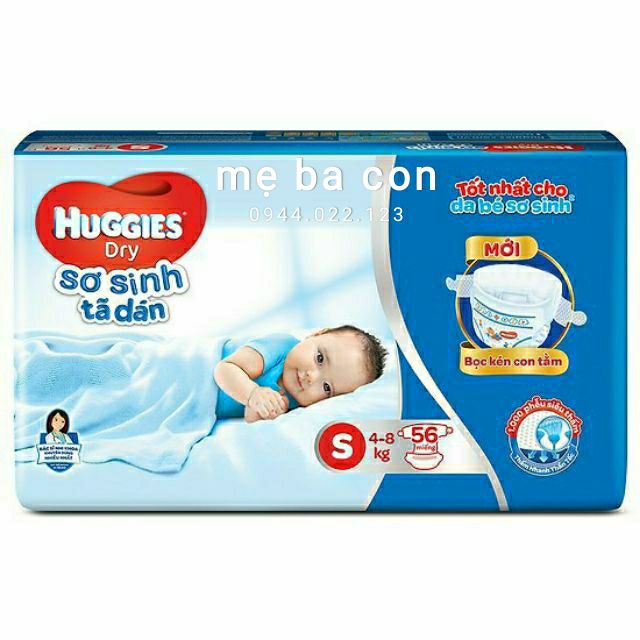 Tã dán sơ sinh Huggies Nb58+2/NB74, S56/S88 mới