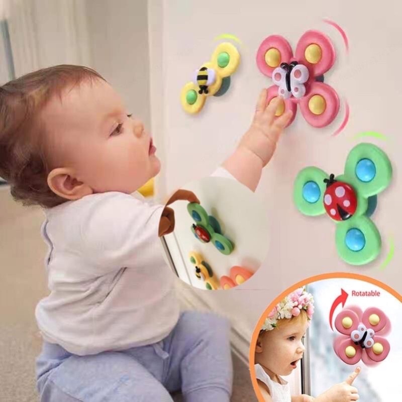 Bộ đồ chơi sét 3 con quay chong chóng Spinner,dính tường, phát âm thanh vui nhộn cho bé, kích thích tập chung