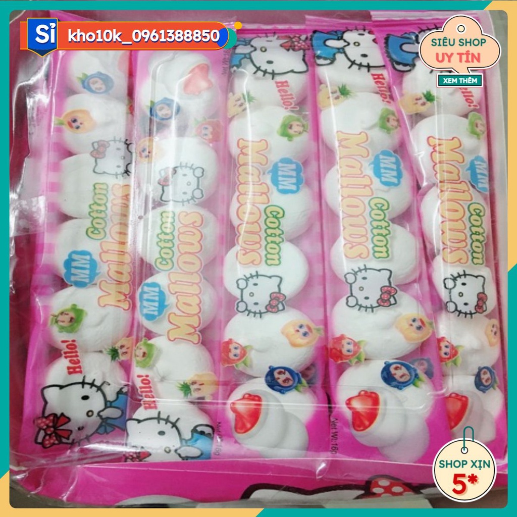 kẹo marshmallow hình bánh bao nhân siro nhiều vị ( 1 gói 6 viên)