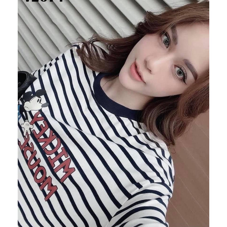 [Mã FAMAYWA2 giảm 10K đơn 50K] Váy Xuông Kẻ Mickey Mouse Chất Cotton 4 Chiều | BigBuy360 - bigbuy360.vn