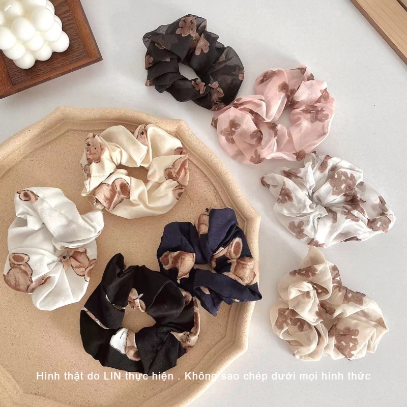 Scrunchies Cột Tóc LIN Hình Gấu Dễ Thương