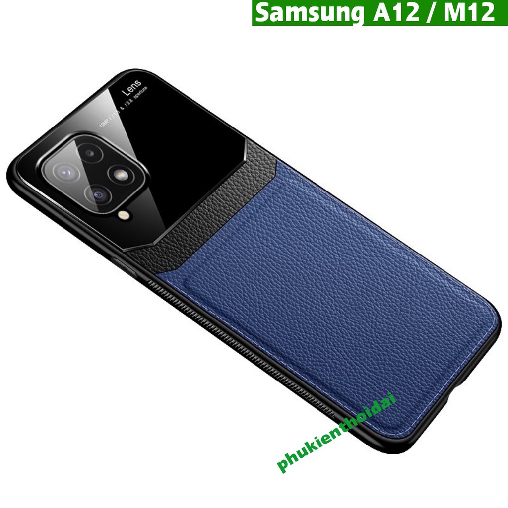 Ốp lưng Samsung A12 / M12 chống sốc vân da kính thời trang cao cấp