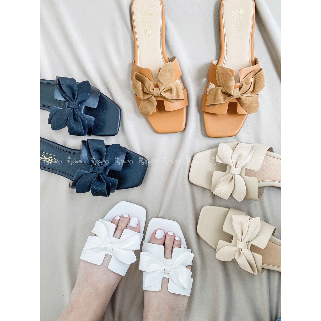 Dép nơ ngang mũi vuông - Thenysmile - Thời trang nữ - TAPPY