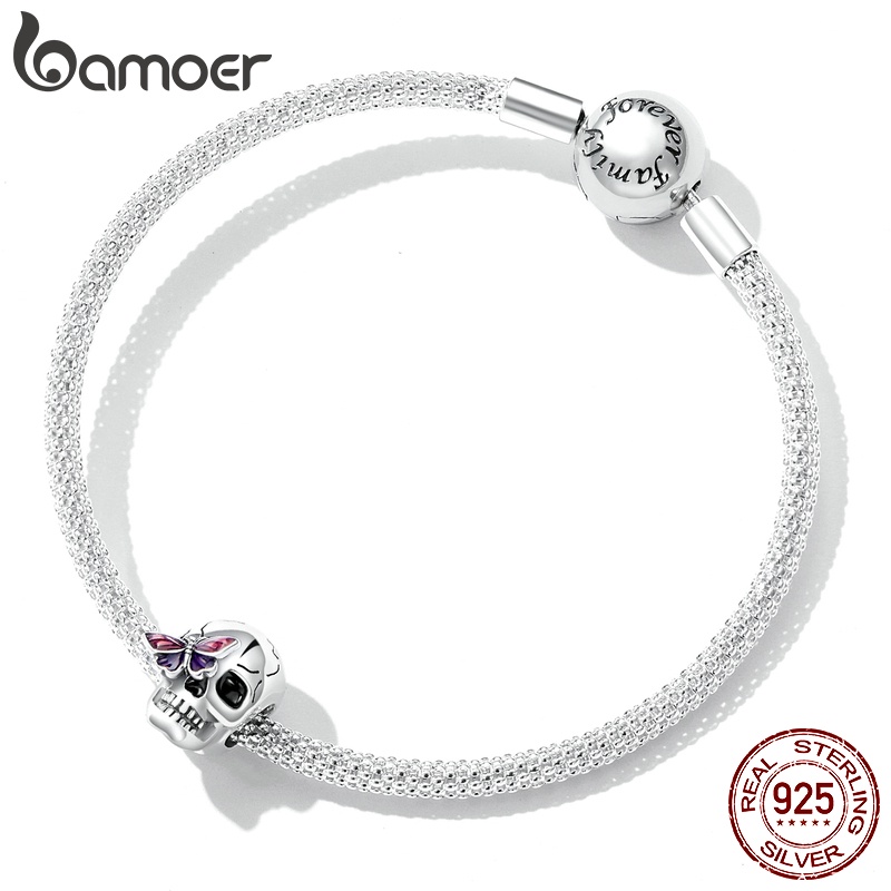 Hạt charm BAMOER SCC2232 Bạc 925 hình mặt đầu lâu phong cách cổ điển