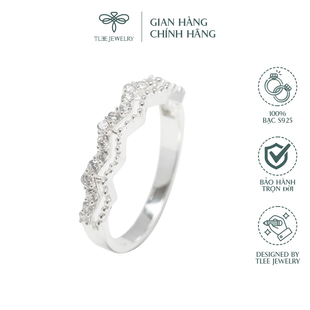 Nhẫn bạc nữ TLEE ziczac hai hàng nạm đá sang trọng NCJ A0169