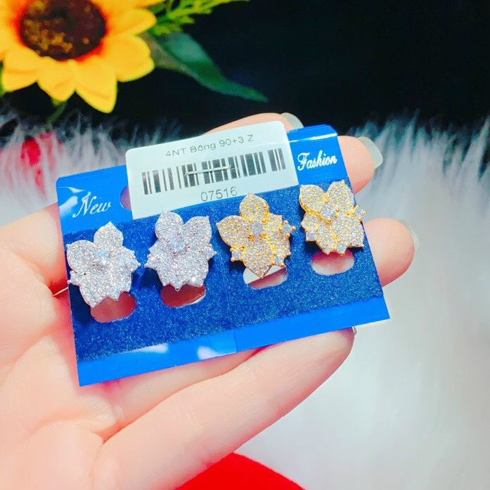 Bông Tai Hoa 2 Tầng - Đeo Đi Tiệc Thay Đổi Cực Sang Bền Màu, Không Dị Ứng