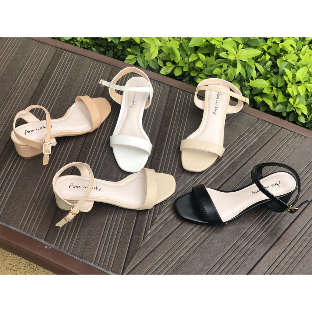 Giày sandal nữ cao gót 3 phân quai mảnh gót vuông mũi vuông thời trang hàn quốc đẹp cao cấp Ann models _A15