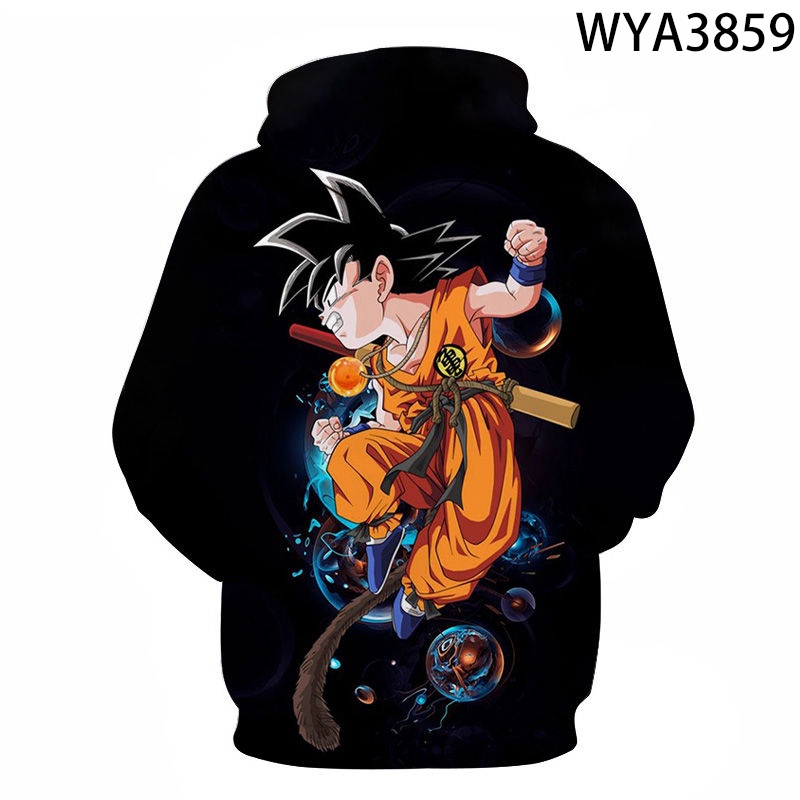 Áo hoodie chui đầu in họa tiết anime Dragon Ball 3D thời trang cho nam và nữ