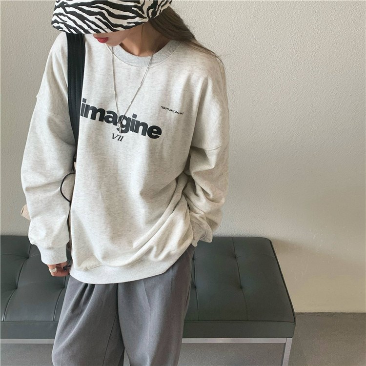 Áo nỉ tay dài cổ tròn thời trang Hàn Quốc cho nữ | BigBuy360 - bigbuy360.vn