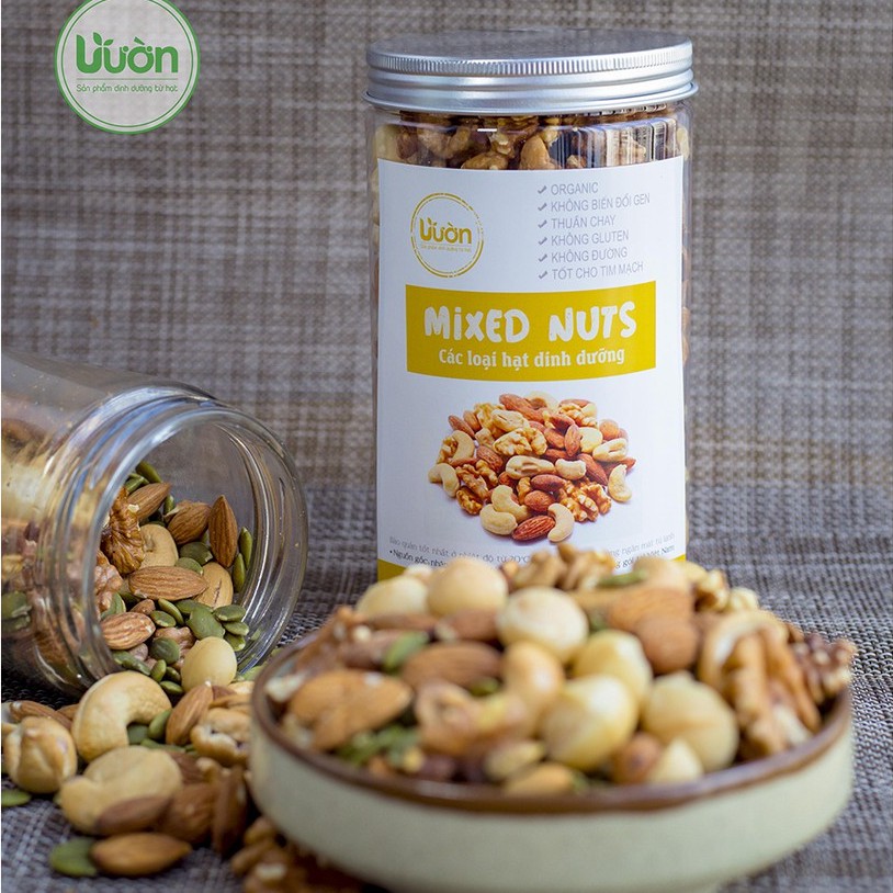 MIX 5 LOẠI HẠT DINH DƯỠNG  - HẠT MIX TỔNG HỢP CAO CẤP ĂN LIỀN VƯỜN ORGANIC 500GR