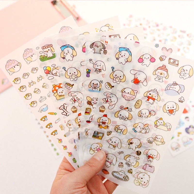 Set 6 tấm sticker cún tai vàng dễ thương