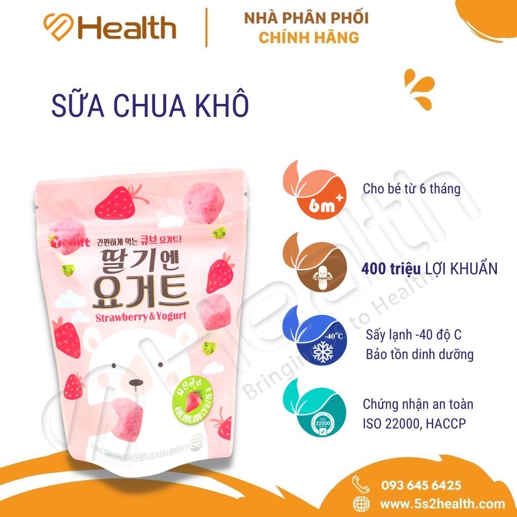 Sữa chua khô hữu cơ YOMIT Hàn Quốc, Vị Dâu, CHÍNH HÃNG, 400 triệu lợi khuẩn, bé từ 6 tháng,tăng đề kháng,miễn dịch