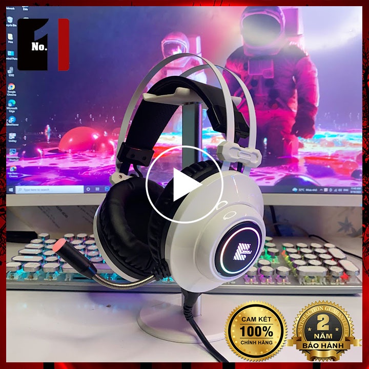 Tai Nghe Gaming Chụp Tai Máy Tính Màu Trắng Zidli SH320V Led RGB Âm Thanh 7.1 Tai Nghe Headphone Vi Tính Laptop Có Dây