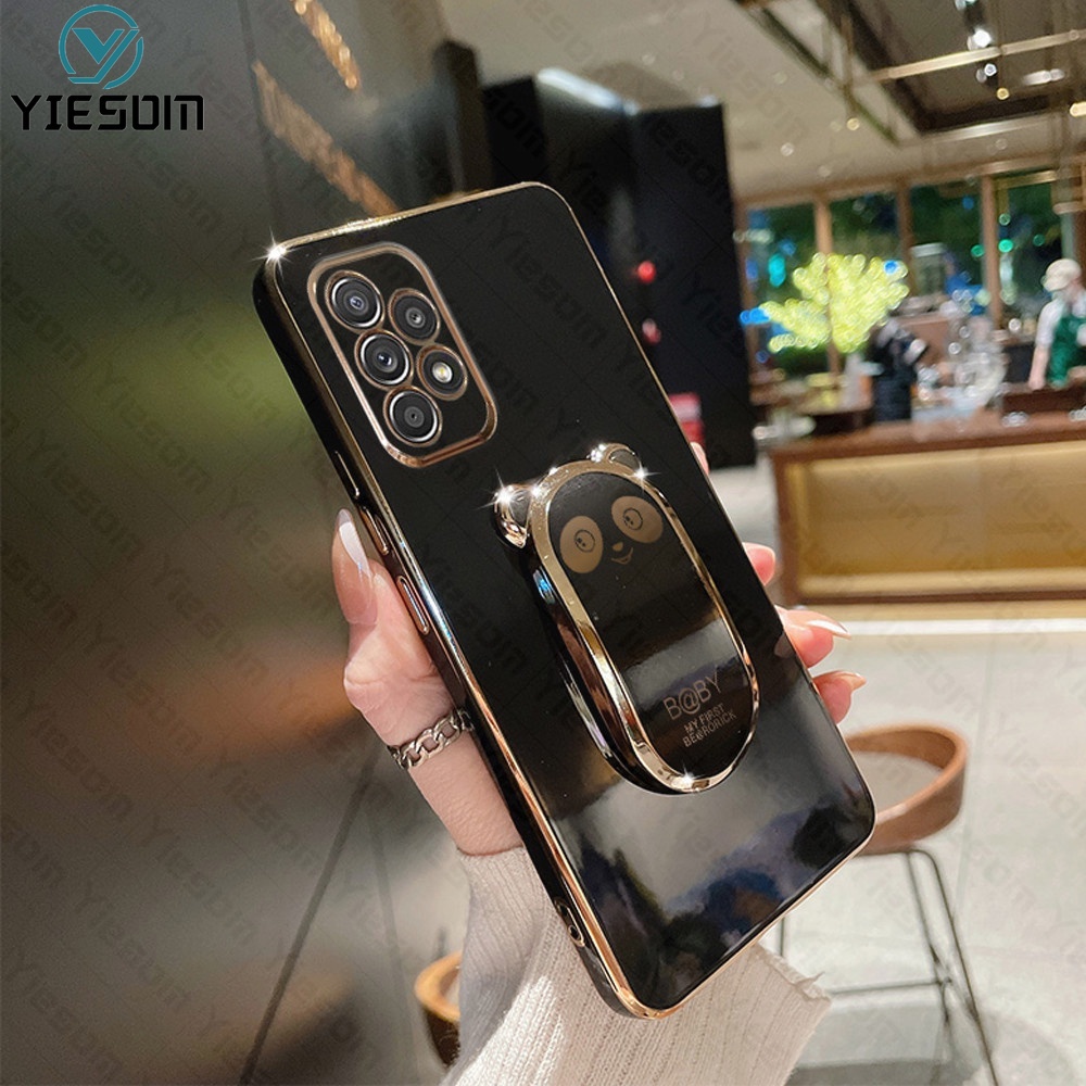 Ốp Điện Thoại Silicon Dẻo Họa Tiết Hoạt Hình Chú Gấu Kèm Giá Đỡ Cho Samsung Galaxy A32 4G A52 A52S A72 5G A22 A12