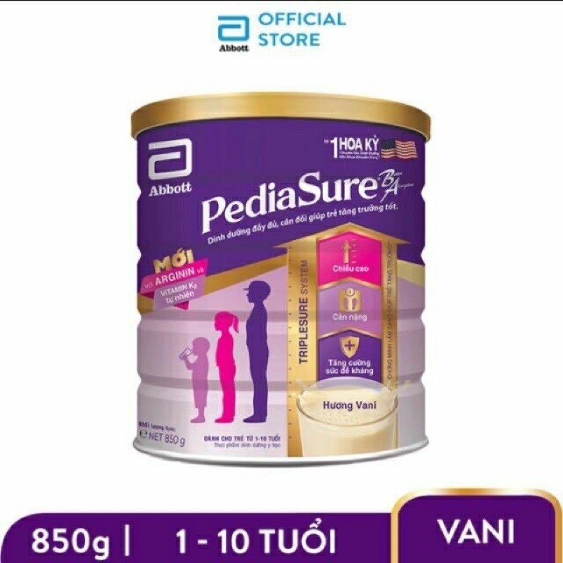 [ HSD 10/2023]Sữa bột Pediasure hương vani  850g