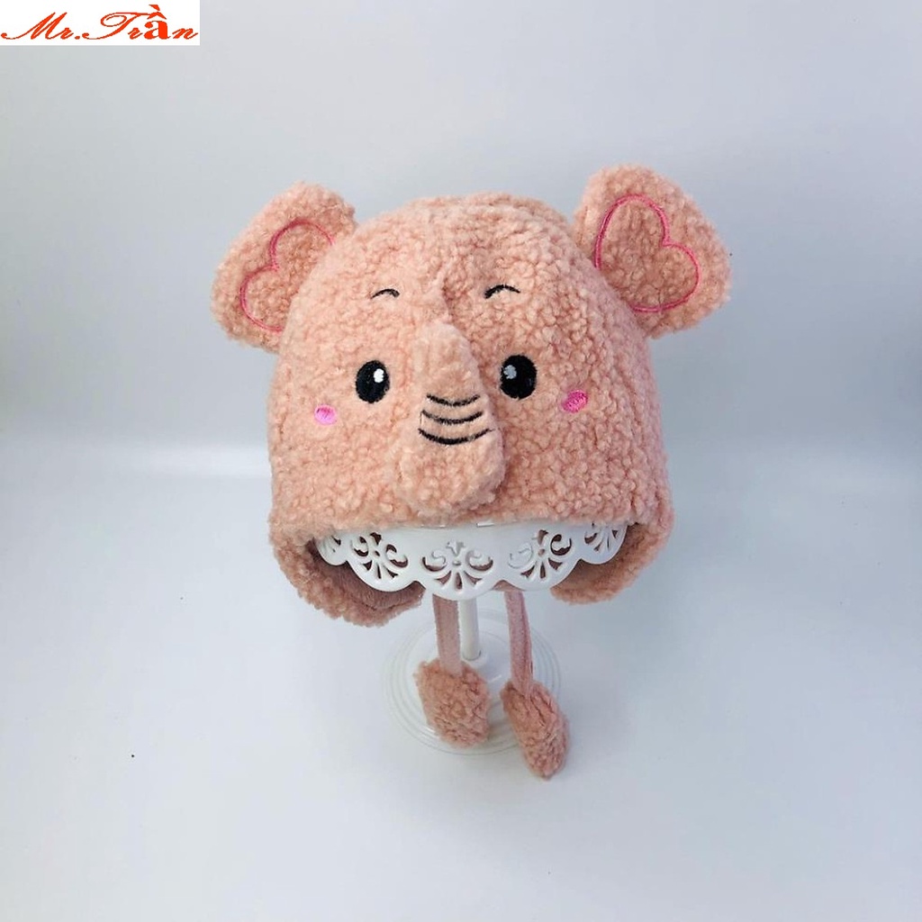 Mũ nón len cho bé đội rất ấm mùa đông kiểu dáng kute hình chú Voi phù hợp bé từ 6 tháng đến 3 tuổi