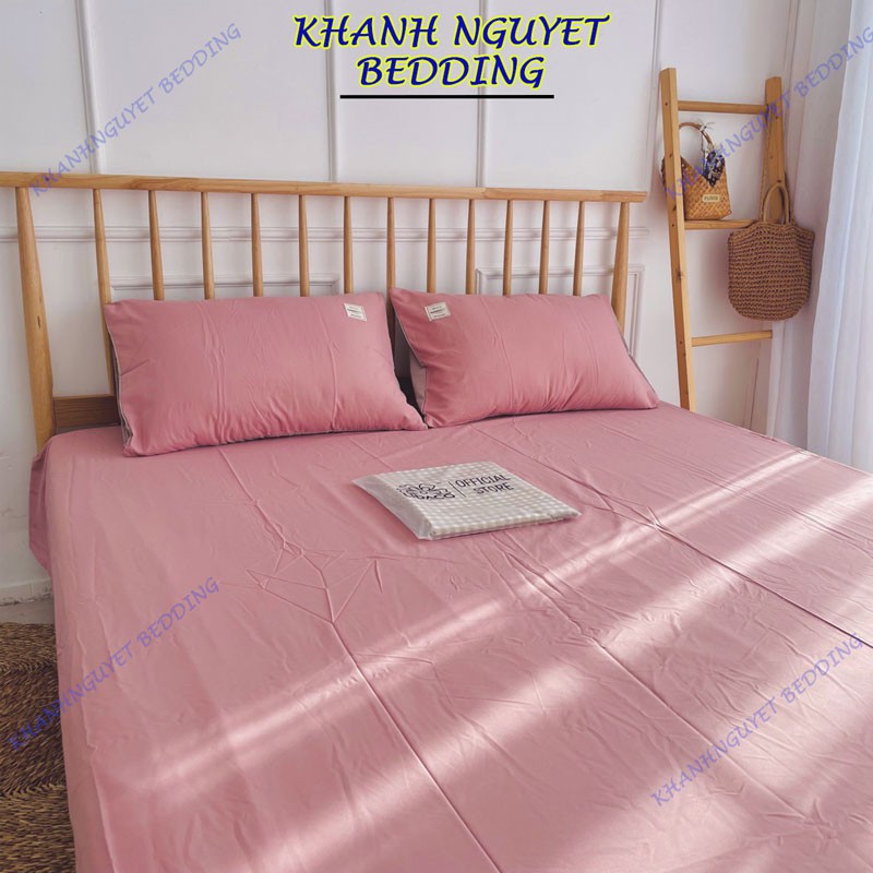 Bộ ga giường cotton tici K'home drap giường kèm 2 áo gối nằm 1 màu đơn sắc đủ mọi size nệm