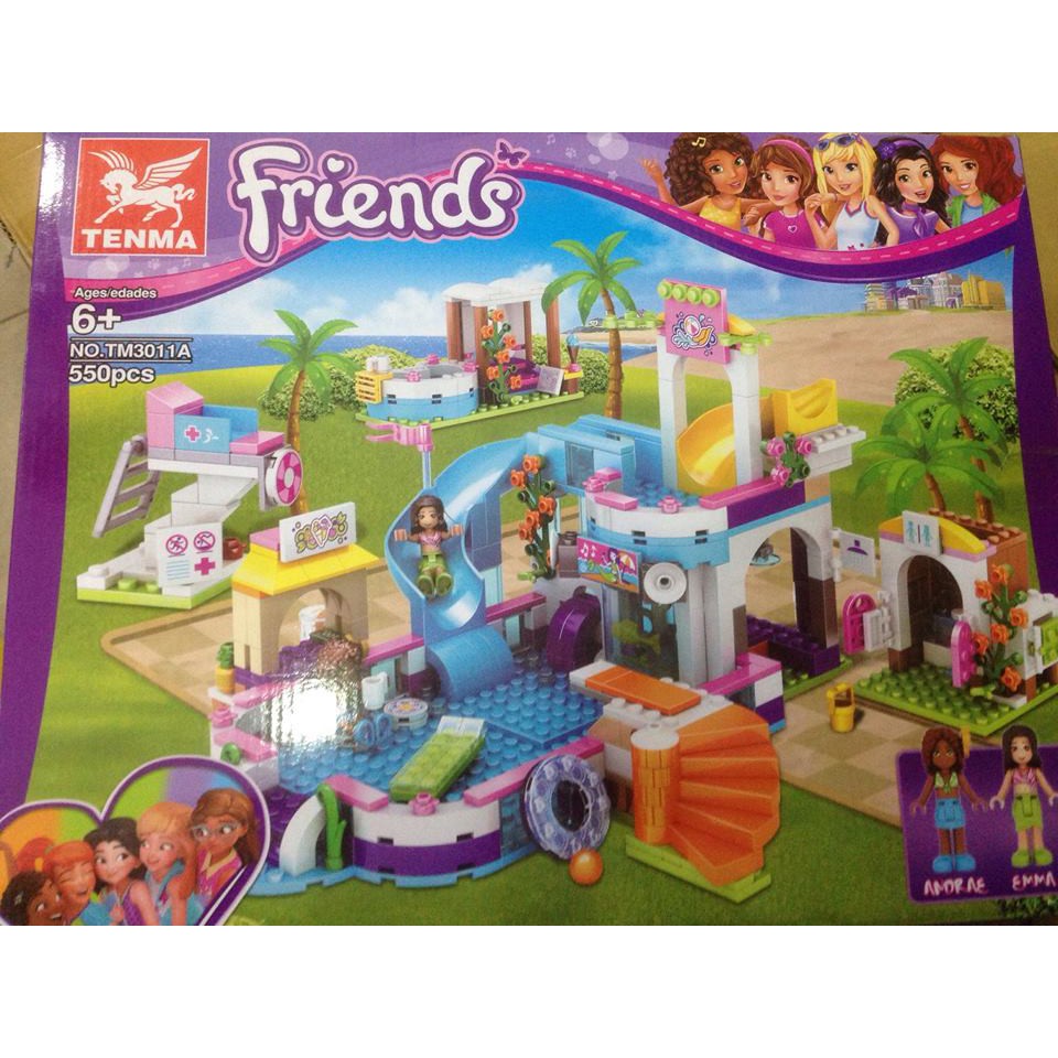 Lắp ráp lego Friends bé gái tm 3011a 3010 : bể bơi mùa hè