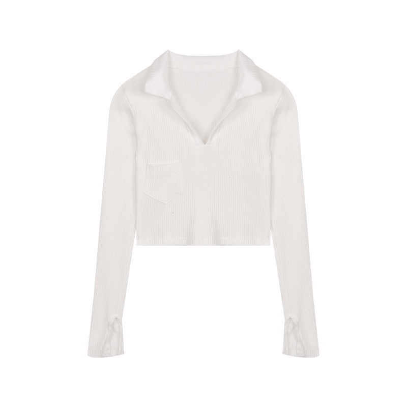 Áo Croptop Tay Dài Dáng Ôm Quyến Rũ Cho Nữ Kiểu Hàn Quốc