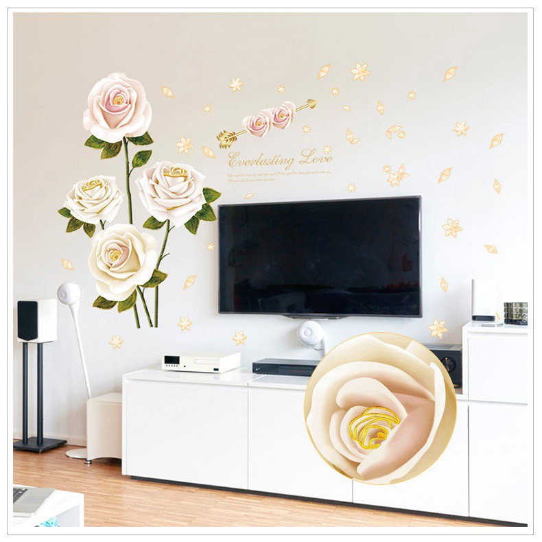 Decal dán tường Hoa hồng trắng