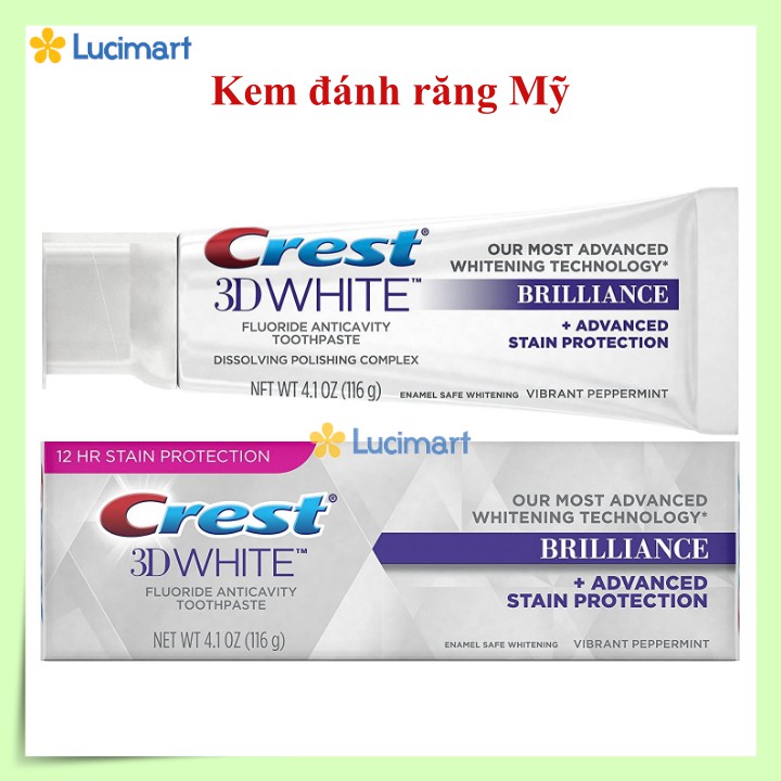 Kem đánh răng Crest 3D White Brilliance, 116g [Hàng Mỹ]