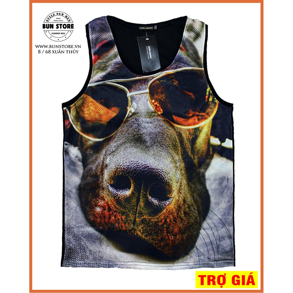 [TRỢ GIÁ] Áo ba lỗ lưới in Hình 3D - Tank top GYM, áo thể thao, áo nhóm - BunStore