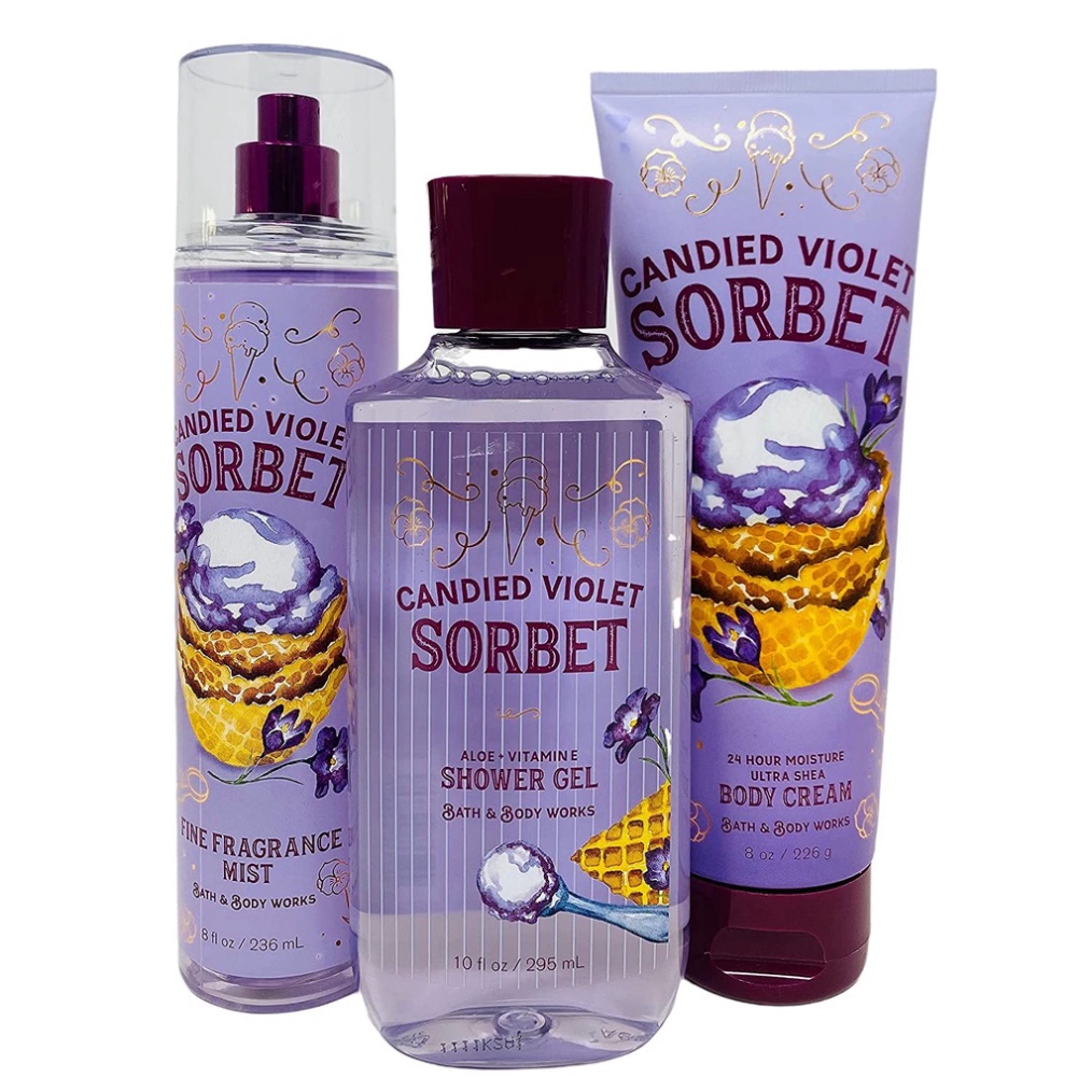 -NEW- Xịt thơm hương thơm body CANDIED VIOLET SORBET bath&amp; bodywork ( 30/50/100ml) 236full size