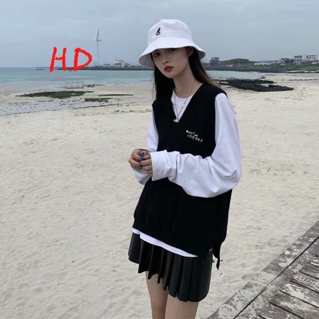 Sét áo gile hoa cúc chữ Hàn H&amp;Đ