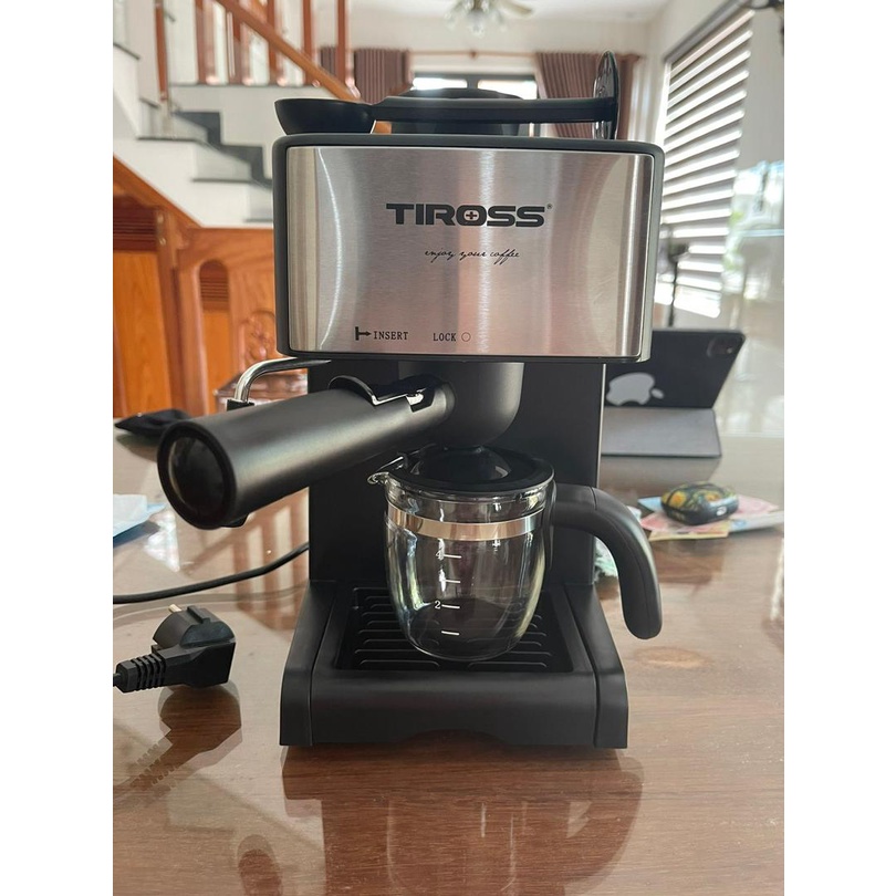 Máy Pha Cafe Espresso Tiross TS 621 Pha Cafe Gia Đình Văn Phòng Chính Hãng, Bảo Hành 12 Tháng