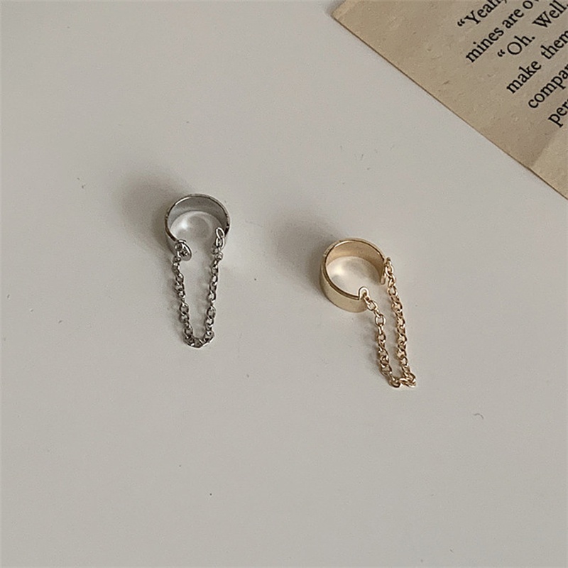 1Pc Solid Color Simple Personality Metal Chain Ear Bone Clip No Piercings Earring Earless Hole Buckle Studs