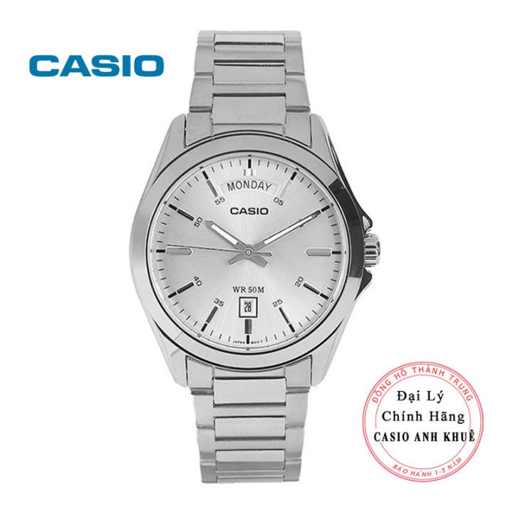 Đồng hồ nam casio MTP-1370D-7A1V dây kim loại mặt trắng