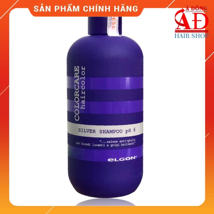 [Tặng mũ trùm][VAT] Dầu gội tím khử vàng Elgon Silver shampoo cho tóc bạch kim Ý