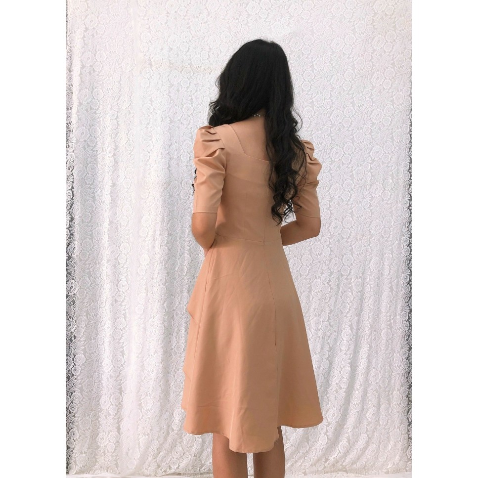 Đầm xòe S&amp;M cổ vuông tay phồng tùng xếp 3 tầng trẻ trung, xinh đẹp, tôn dáng giá rẻ GR177 - Hình thật do shop tự chụp