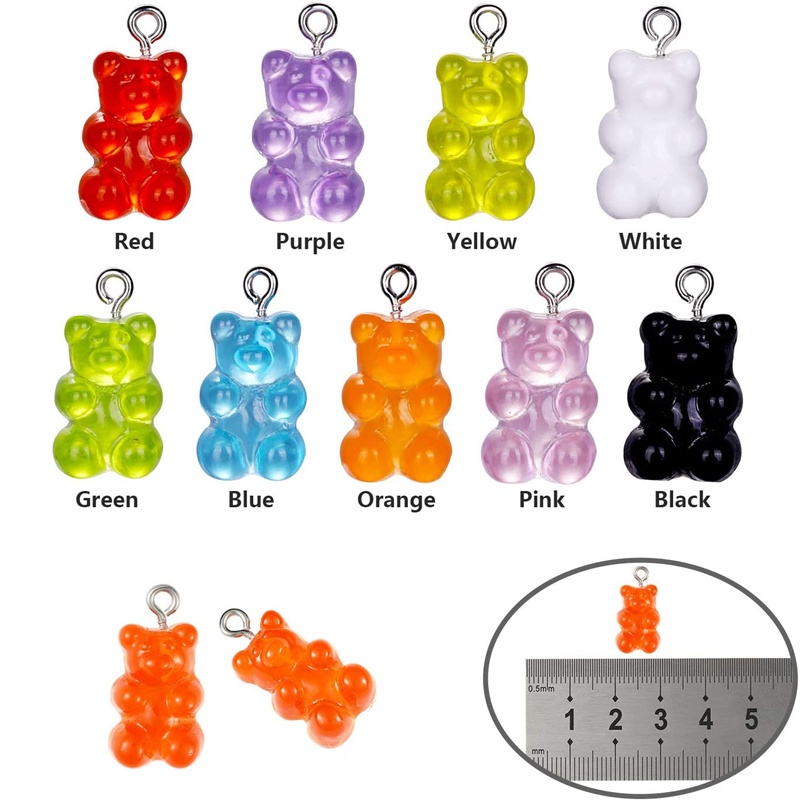 Set 10 Mặt Dây Chuyền Hình Gấu Gummy Bằng Nhựa Resin Đa Năng Dễ Thương