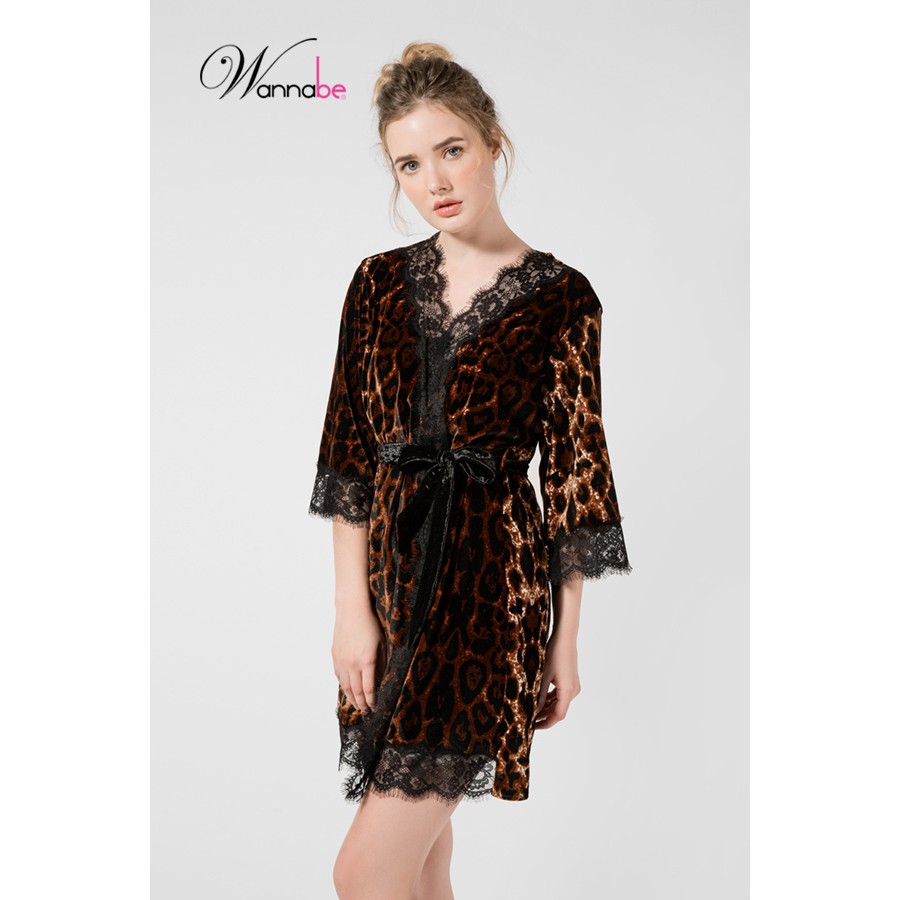 [Mã FASHIONMALLT4 giảm 15% đơn 150k] Áo choàng ngủ nhung velvet, Wannabe KI612