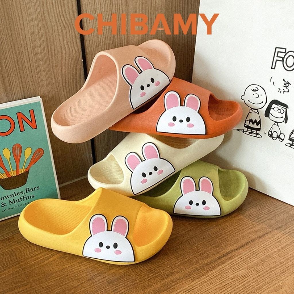 Dép bánh mì nữ Mặt Thỏ CHIBAMY đế cao su chống trơn trượt siêu cute mới FORM NHỎ