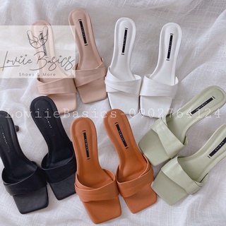 DÉP GUỐC NỮ LOVIIE BASICS - DÉP CAO GÓT THỜI TRANG - GUỐC QUAI NGANG VẠT XÉO GÓT NHỌN 5CM D210545