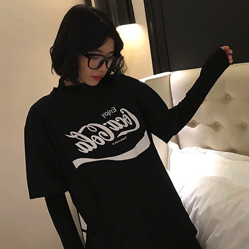 Áo thun tay ngắn dáng rộng in họa tiết thời trang