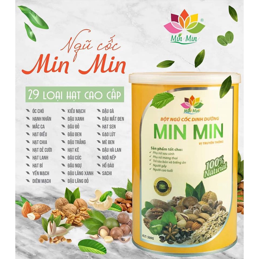 Ngũ Cốc Lợi Sữa -, Bột Ngũ Cốc Bầu Min Min 29 Hạt 500gr/Hộp