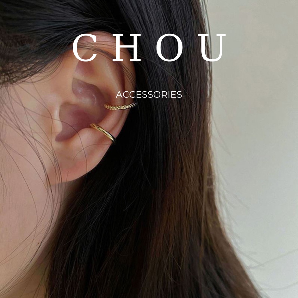 Set 3 Khuyên Kẹp Vành Tai Đính Đá | CHOU ACCESSORIES |