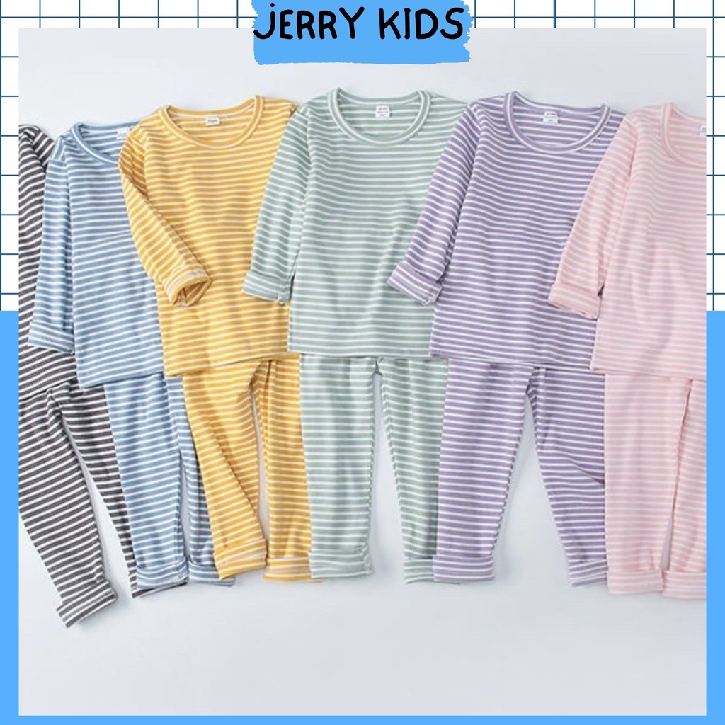 Bộ kẻ dài tay chất cotton cho bé trai bé gái 8-18kg