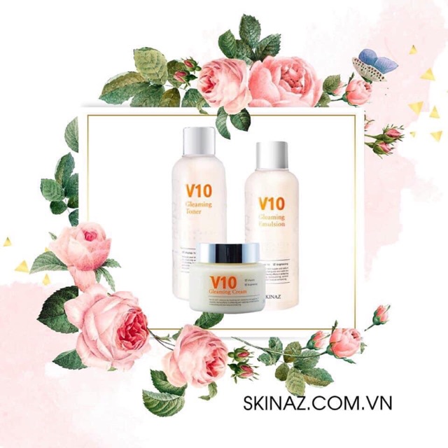 BỘ 3 SẢN PHẨM V10 SKINAZ CHUYÊN DƯỠNG TRẮNG DA