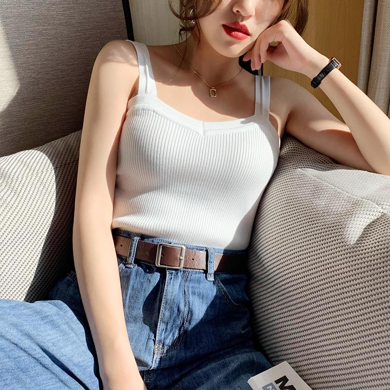 Áo kiểu hai dây không tay màu trơn thời trang mùa hè quyến rũ dành cho nữ